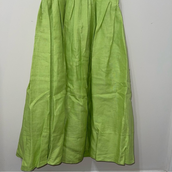 NICHOLAS MAKENNA DROP WAIST CORSET LINEN MIDI DRESS - LIME - Picture 9 of 10